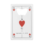 Monogram Hearts Playing Card Wedding Bar Bottle Geldbeutel Flaschenöffner (Rückseite)