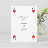 Monogram Hearts Playing Card Wedding Danke (Stehend Vorderseite)