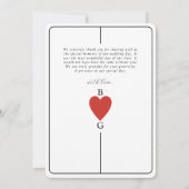 Monogram Hearts Playing Card Wedding Danke (Rückseite)