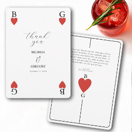 Monogram Hearts Playing Card Wedding Danke