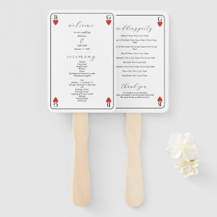 Monogram Hearts Playing Card Wedding Program Fächer