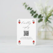 Monogram Hearts Playing Card Wedding RSVP Response Begleitkarte (Stehend Vorderseite)