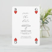 Monogram Hearts Playing Card Wedding Save the Date (Stehend Vorderseite)