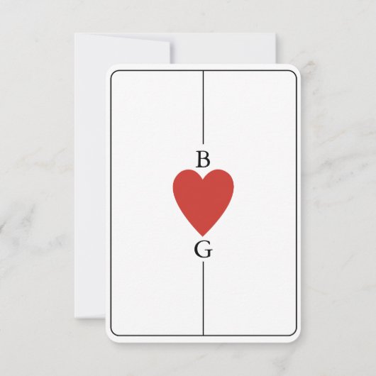 Monogram Hearts Playing Card WedelResponse UAWG RSVP Karte (Rückseite)