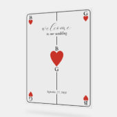 Monogram Hearts Playing Card Wedelzeichen Acrylschild (Winkel)