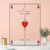 Monogram Hearts Playing Card Wedelzeichen Acrylschild (Hochzeit)