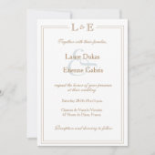 Monogram, hellblaue Ampere und moderne Hochzeit Einladung (Vorderseite)