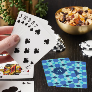 Monogram helle dunkelblaue Kacheln Spielkarten
