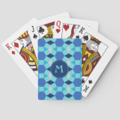 Monogram helle dunkelblaue Kacheln Spielkarten (Rückseite)