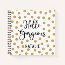 Monogram Hello Gorgeous Gold White Sketchbook