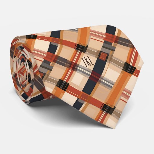 Monogram Herbst Diagonal Kariertes Muster Necktie Krawatte (Gerollt)