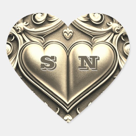 Monogram Herz-Aufkleber (Vorderseite)