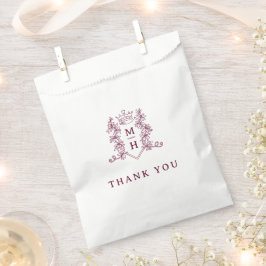 Monogram Herz Kronwein Wappen Rote Braut Geschenktütchen