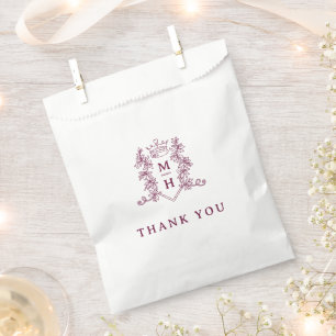 Monogram Herz Kronwein Wappen Rote Braut Geschenktütchen