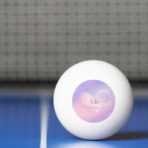 Monogram Herz mit Lila Rosa Farbverlauf Tischtennisball