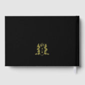 Monogram Herz Wappen Gold Schwarzer Hochzeitgast Gästebuch (Rückseite)