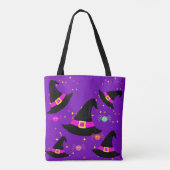 Monogram Hexen Halloween Hats Lila Tote Bag Tasche (Rückseite)