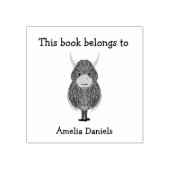 Monogram Highland Cow Dieses Buch gehört Gummistempel (Prägung)