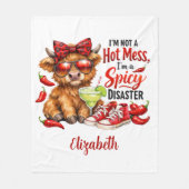 Monogram Highland Cow Hot Mess Funny Humorous  Fleecedecke (Vorderseite)