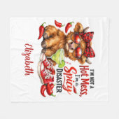 Monogram Highland Cow Hot Mess Funny Humorous  Fleecedecke (Vorderseite (Horizontal))