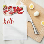 Monogram Highland Cow Hot Mess Funny Humorous Geschirrtuch (Viertel Falte)