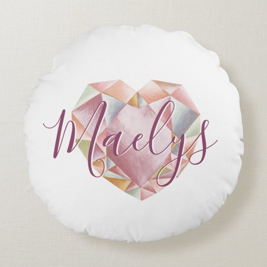 Monogram hinzufügen oder Niedlich Blush Pink Heft  Rundes Kissen (Vorderseite)