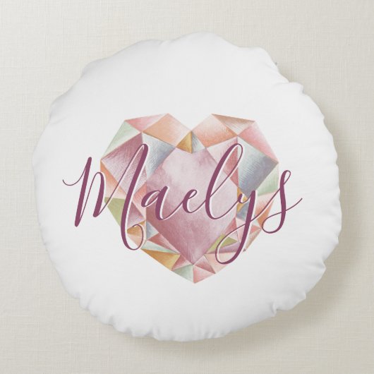 Monogram hinzufügen oder Niedlich Blush Pink Heft  Rundes Kissen (Rückseite)