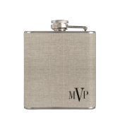 Monogram Hipster Black Sugar Skull auf Burlap Flachmann (Rückseite)