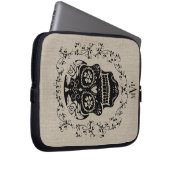 Monogram Hipster Black Sugar Skull Burlap Laptopschutzhülle (Vorne Rechts)