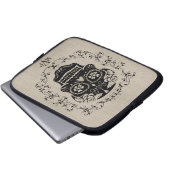 Monogram Hipster Black Sugar Skull Burlap Laptopschutzhülle (Vorne Knopf)