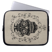 Monogram Hipster Black Sugar Skull Burlap Laptopschutzhülle (Vorderseite)