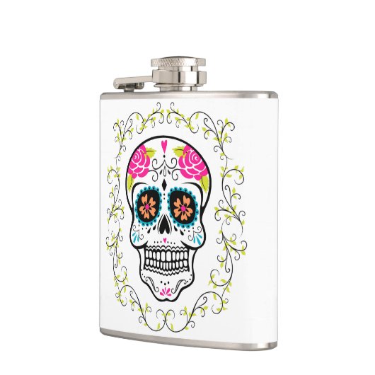 Monogram Hipster Sugar Skull Flachmann (Links)