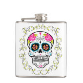 Monogram Hipster Sugar Skull Flachmann (Vorderseite)
