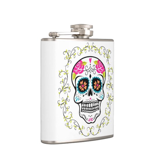Monogram Hipster Sugar Skull Flachmann (Rechts)