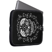 Monogram Hipster White Sugar Skull Laptopschutzhülle (Vorne Rechts)