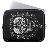 Monogram Hipster White Sugar Skull Laptopschutzhülle (Vorderseite)