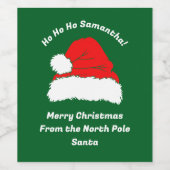 Monogram Ho ho ho Weihnachtsmannmütze Frohe Weihna Weinetikett (Einzelnes Label)