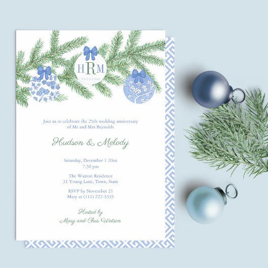 Monogram Hochzeitjubiläum-Party für Smart Holidays Einladung