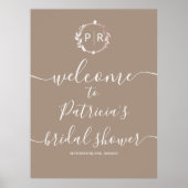 Monogram Hochzeitsshower Willkommensschild Schaums Poster (Vorne)