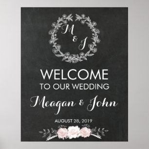 Monogram Hochzeitszeichenchalkboard modern Poster