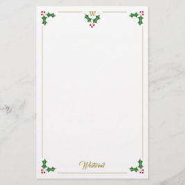 Monogram Holand Berries Personalisierte Weihnachte Briefpapier