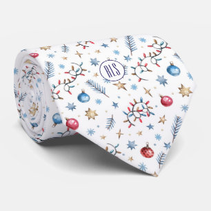 Monogram, Holiday Decorations Pattern Neck Tie Krawatte