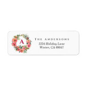 Monogram Holiday Pink Joy Wreath Botanisches Label (Vorne)