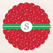 Monogram, Holiday Red Green, White Stars Untersetzer (Vorderseite)