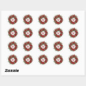 Monogram Holiday Wreath Weihnachtskleber Runder Aufkleber (Blatt)