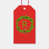 Monogram Holly Berry Wreath Personalized Initial Geschenkanhänger (Vorderseite)