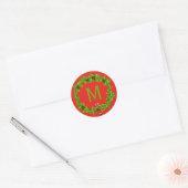 Monogram Holly Berry Wreath Runder Aufkleber (Umschlag)