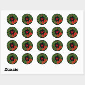 Monogram Holly Wreath Christmas Runder Aufkleber (Blatt)
