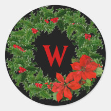 Monogram Holly Wreath Christmas