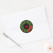 Monogram Holly Wreath Christmas Runder Aufkleber (Umschlag)